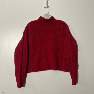 The America Collection‎ Knit By Hand Red Cropped Turtleneck Sweater Women’s S
